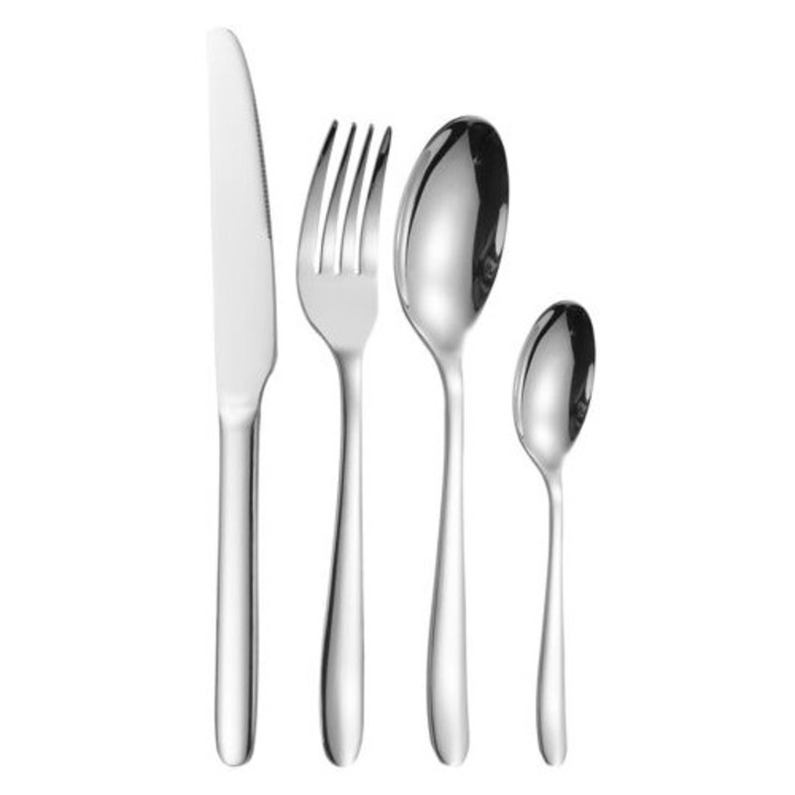 Set tacamuri din otel inoxidabil aurit, 4 piese, cutit, lingura de supa, furculita, lingurita, rezistent la rugina, usor de curatat