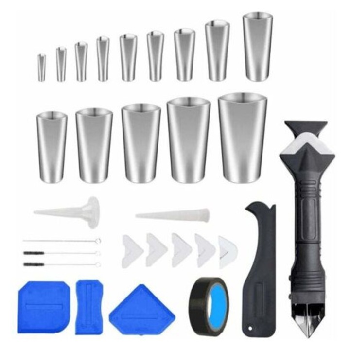 Set de 31 accesorii pentru etansare, duze din otel inoxidabil, unelte pentru etansare, multicolor, dimensiuni variate