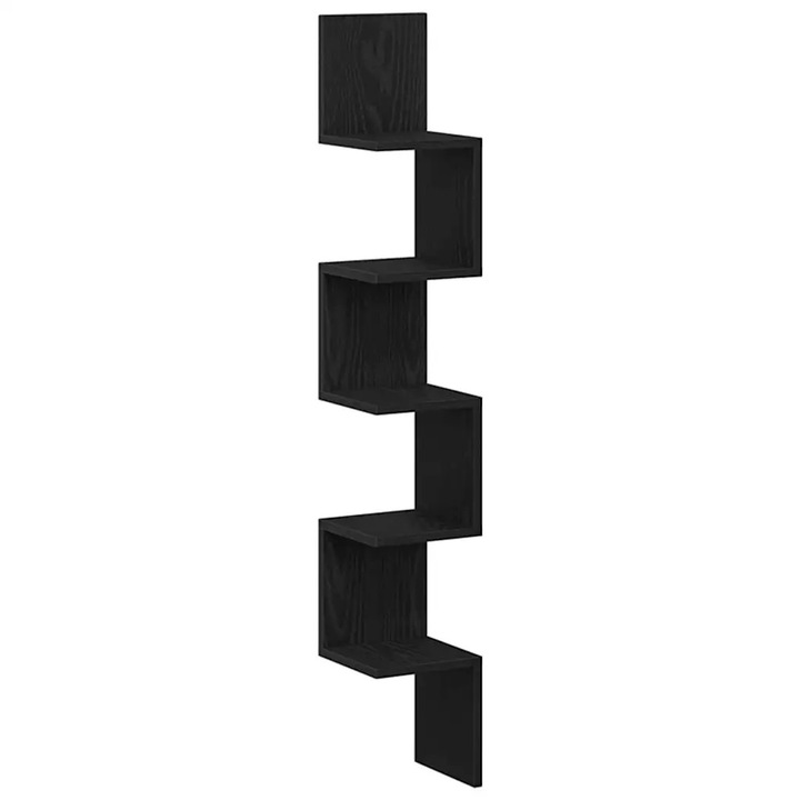 vidaXL Sarokpolc polcokkal Fekete tölgy 20 x 20 x 127, 5 cm Faanyag 862656