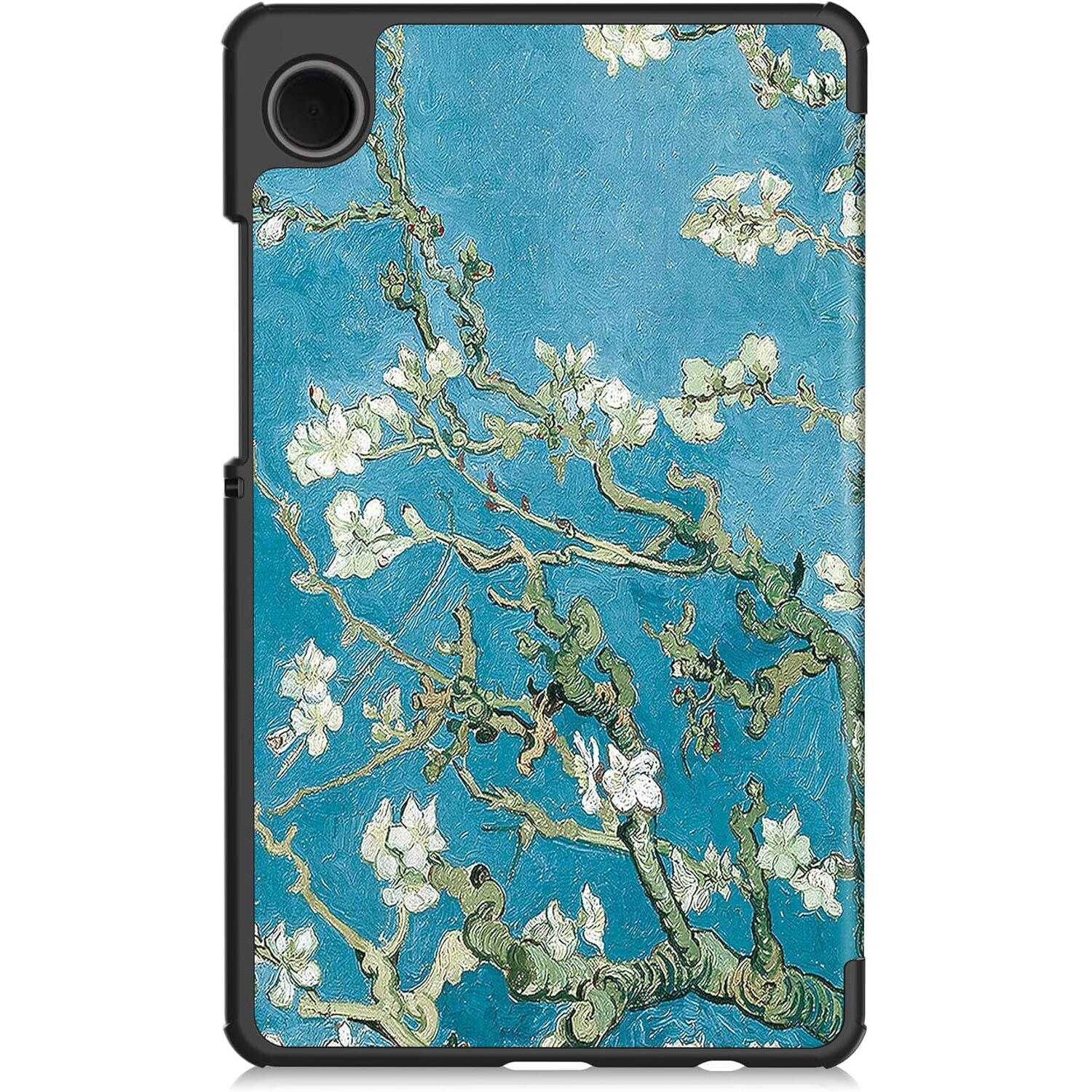Husa pentru Samsung Galaxy Tab A11/A9, 8, 7 inch, VIENOD®, TPU Smart Cover, set cu unghiuri de vizualizare dublu, Piele PU, spate PC, flori de cais