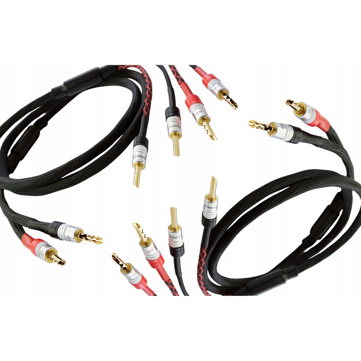 Cabluri bi-wire Cross-Tech HQ8, 2x4mm2 si 2x2,5mm2, 2,5m, cu conectori banana aurii