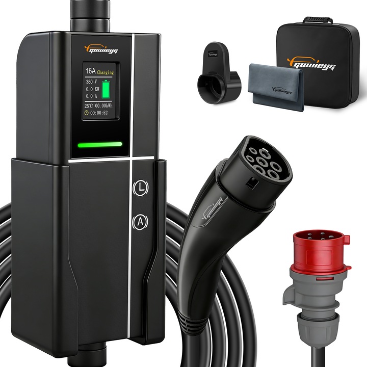 Incarcator portabil EV GUWIEYG Tip 2, 11kW, 16A, cablu 6m, cu husa si suport