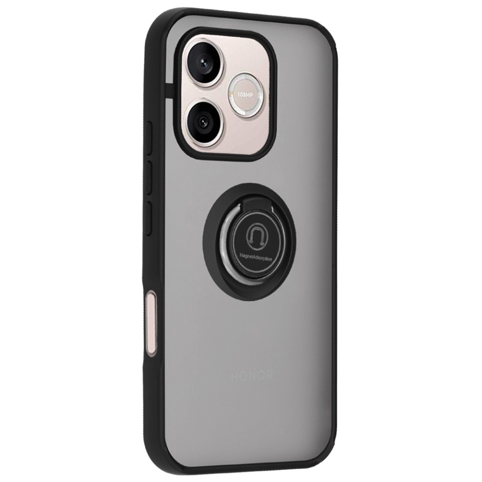 Husa pentru Honor 600 Lite cu Inel Rotativ 360° Magnetic, Antisoc, set cu sticker, Glinth, Negru