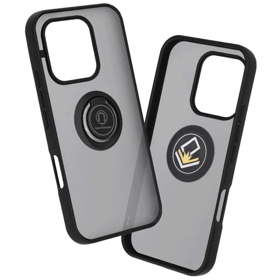 Husa pentru Honor 600 Lite cu Inel Rotativ 360° Magnetic, Antisoc, set cu sticker, Glinth, Negru
