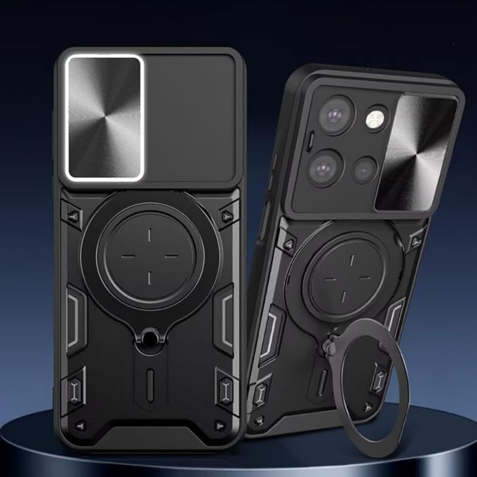 Husa pentru Motorola Edge 70 Fusion, Inel Magnetic, Protectie Camera, set cu sticker, CamGuard Pro, Negru