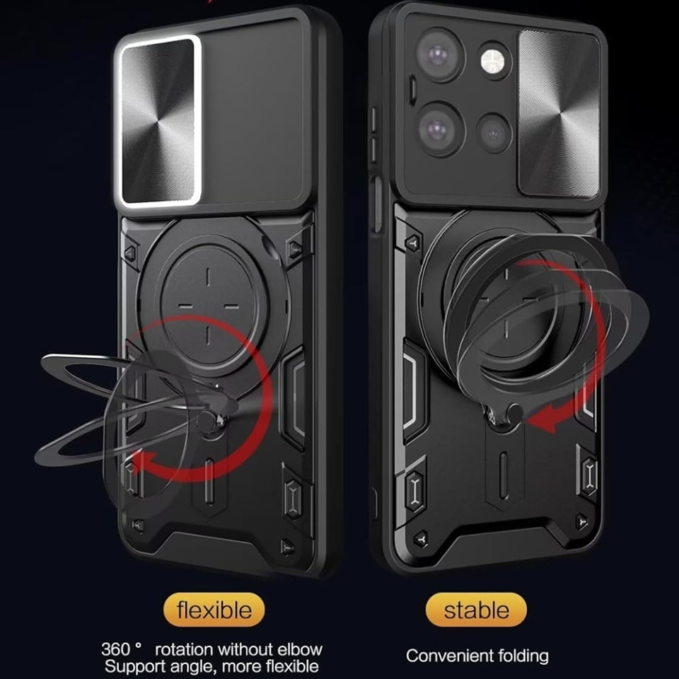 Husa pentru Motorola Edge 70 Fusion, Inel Magnetic, Protectie Camera, set cu sticker, CamGuard Pro, Negru