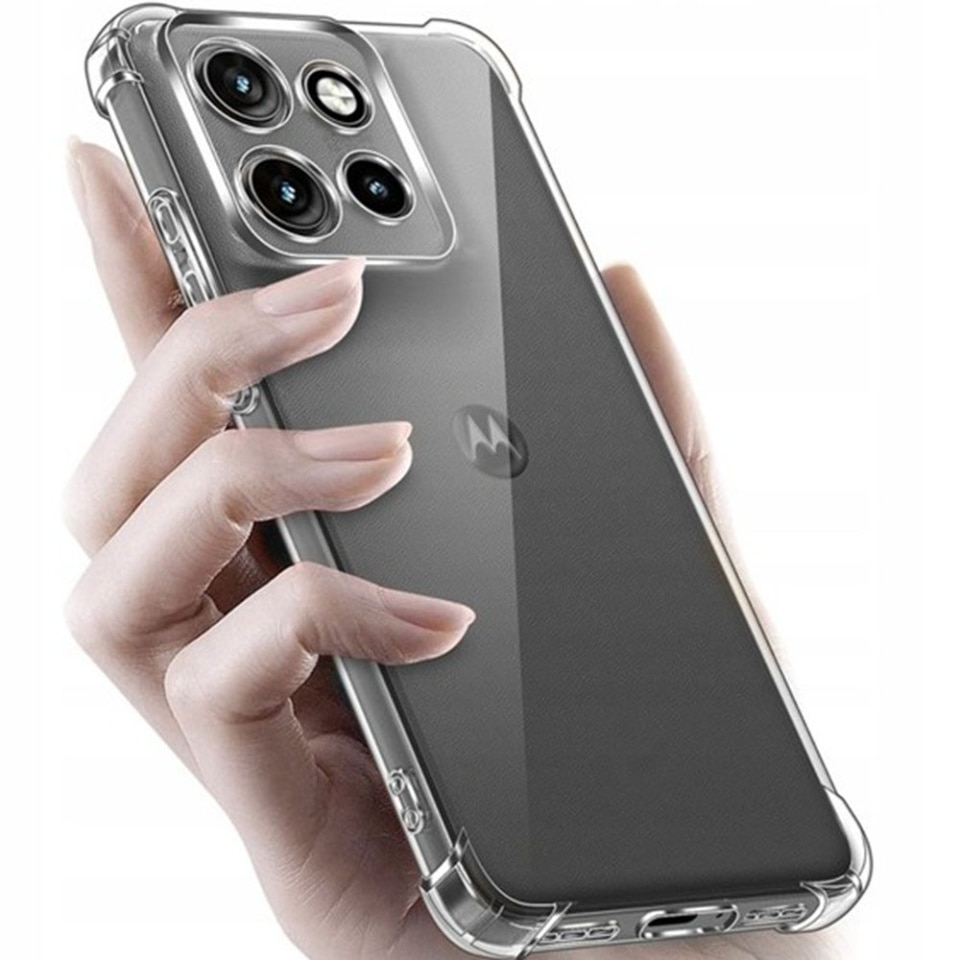 Husa pentru Motorola Edge 70 Fusion din Silicon Slim, Margini Antisoc, set cu sticker, Shockproof Clear Silicone, Transparenta
