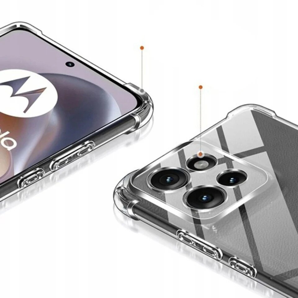 Husa pentru Motorola Edge 70 Fusion din Silicon Slim, Margini Antisoc, set cu sticker, Shockproof Clear Silicone, Transparenta