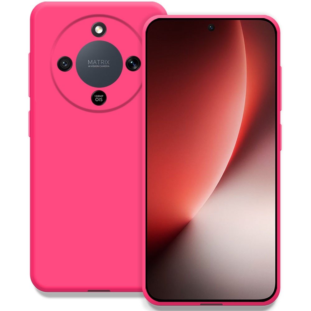 Husa pentru Honor Magic 8 Lite, Color Shield, Interior de catifea, Suprafata aderenta, Protectie antisoc, Margini ridicate, Regular Fit, Silicon, Roz neon