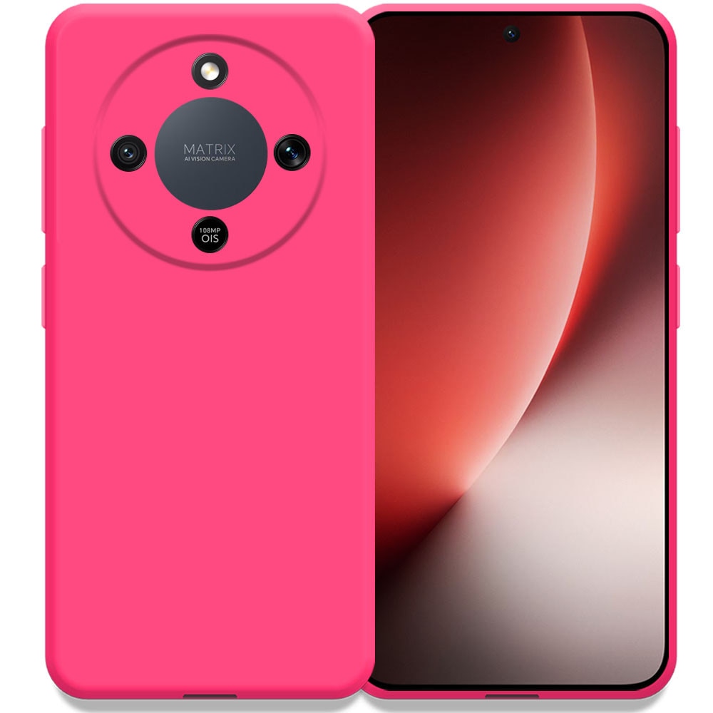 Husa pentru Honor Magic 8 Lite, Color Shield, Interior de catifea, Suprafata aderenta, Protectie antisoc, Margini ridicate, Regular Fit, Silicon, Roz neon