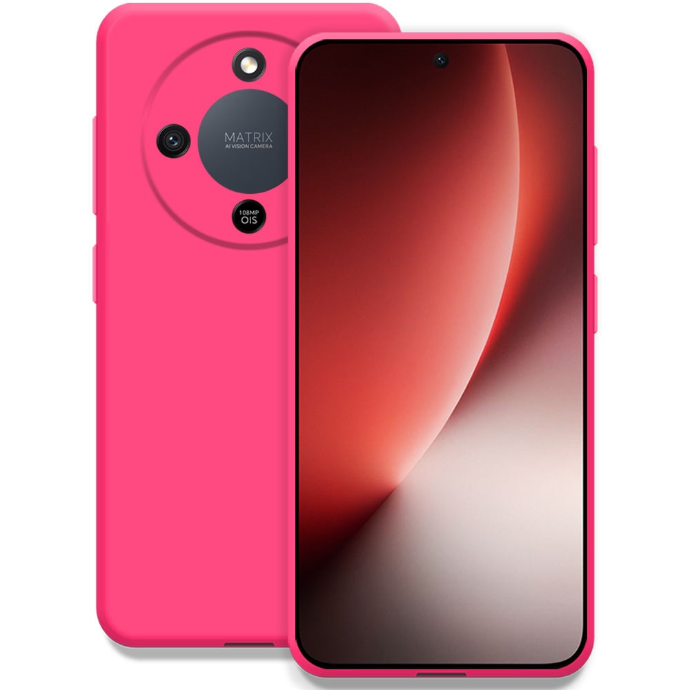 Husa pentru Honor Magic 8 Lite, Color Shield, Interior de catifea, Suprafata aderenta, Protectie antisoc, Margini ridicate, Regular Fit, Silicon, Roz neon