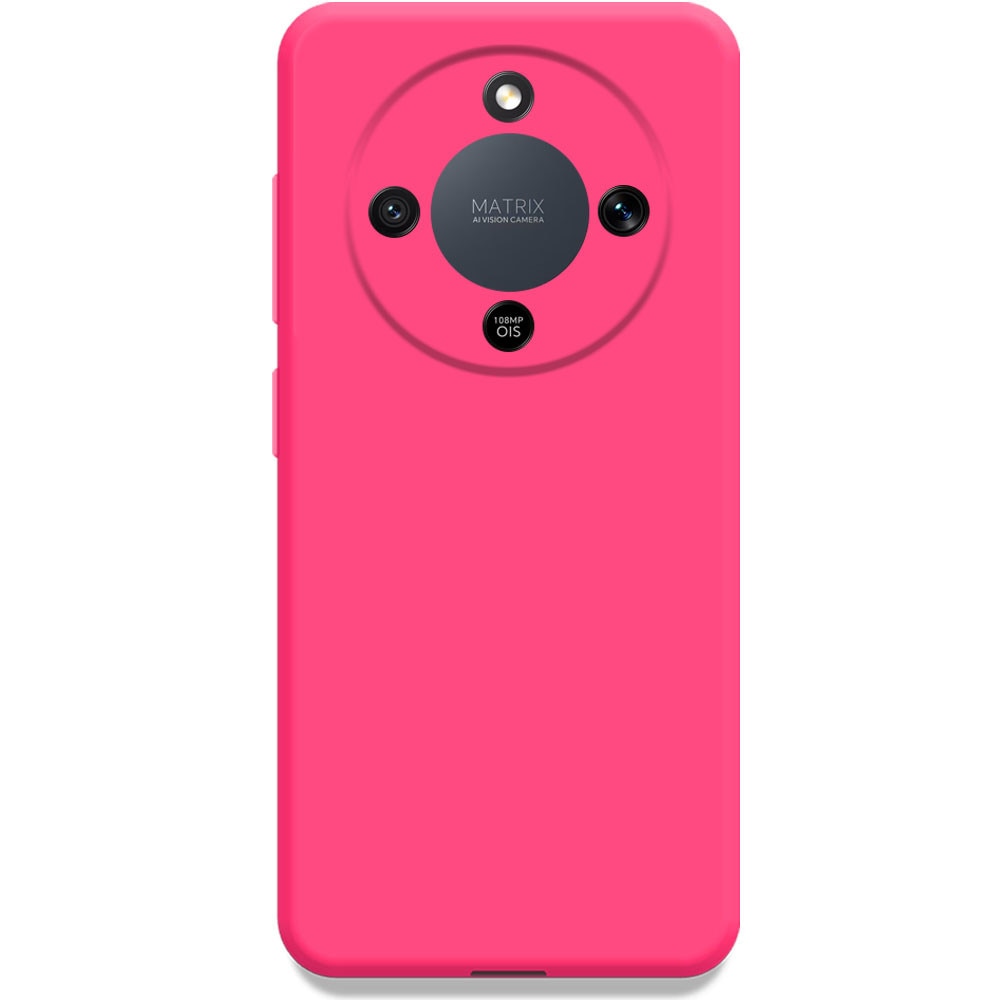 Husa pentru Honor Magic 8 Lite, Color Shield, Interior de catifea, Suprafata aderenta, Protectie antisoc, Margini ridicate, Regular Fit, Silicon, Roz neon