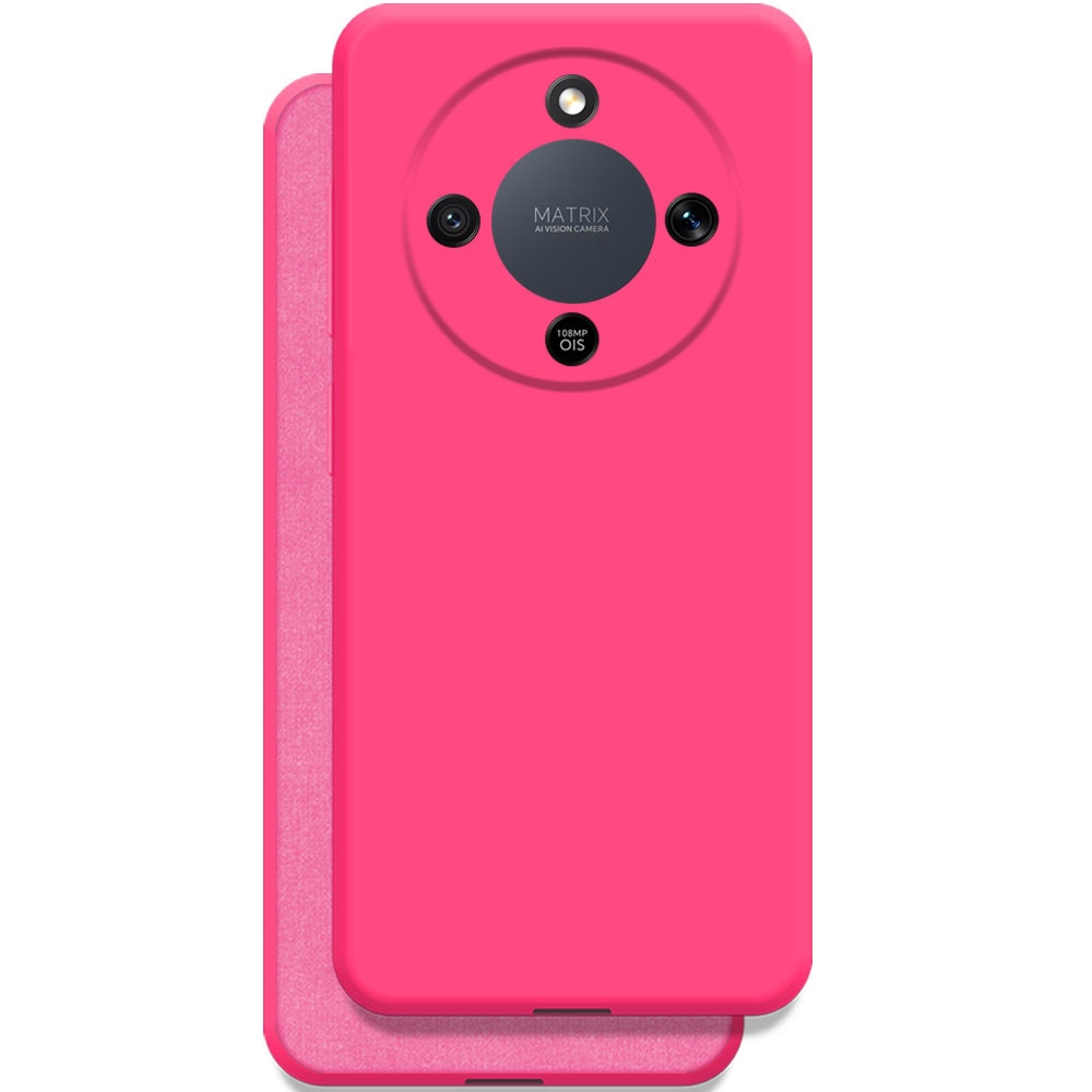 Husa pentru Honor Magic 8 Lite, Color Shield, Interior de catifea, Suprafata aderenta, Protectie antisoc, Margini ridicate, Regular Fit, Silicon, Roz neon