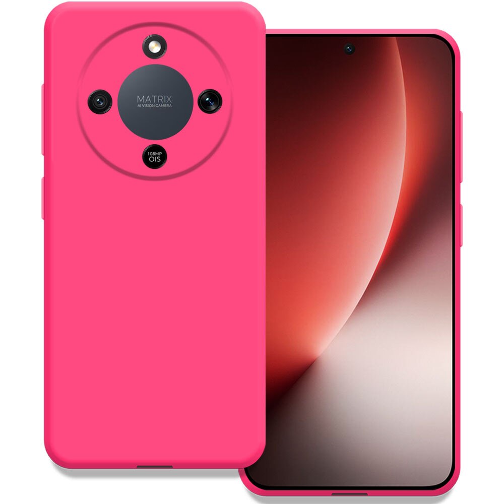 Husa pentru Honor Magic 8 Lite, Color Shield, Interior de catifea, Suprafata aderenta, Protectie antisoc, Margini ridicate, Regular Fit, Silicon, Roz neon