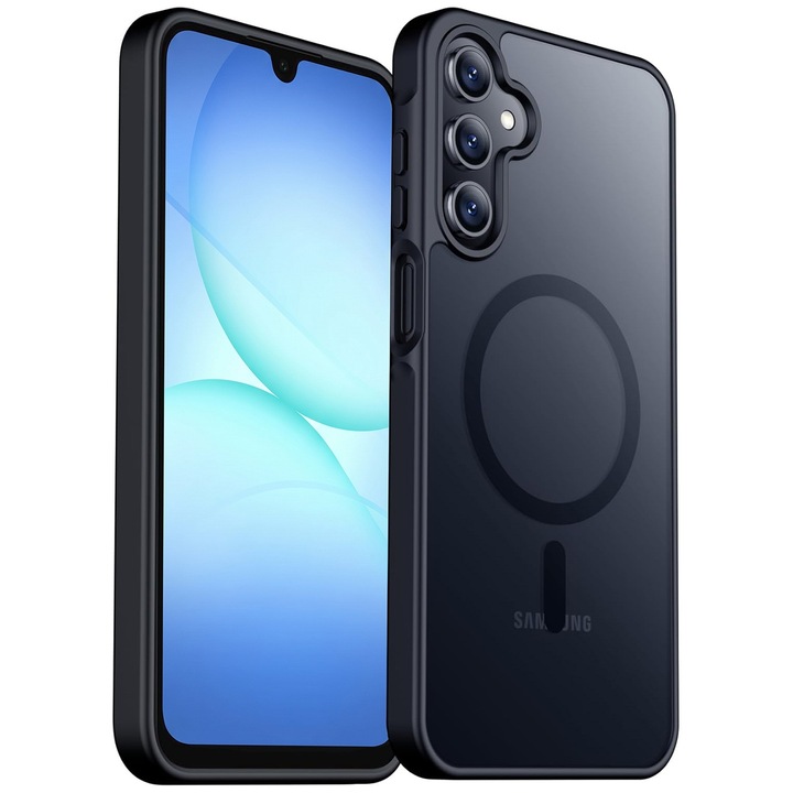 Tok Samsung Galaxy A17-hez, MobileSmart MagSafe, Hibrid ultra vékony, Ütésálló hátlap, kemény tok, Fekete