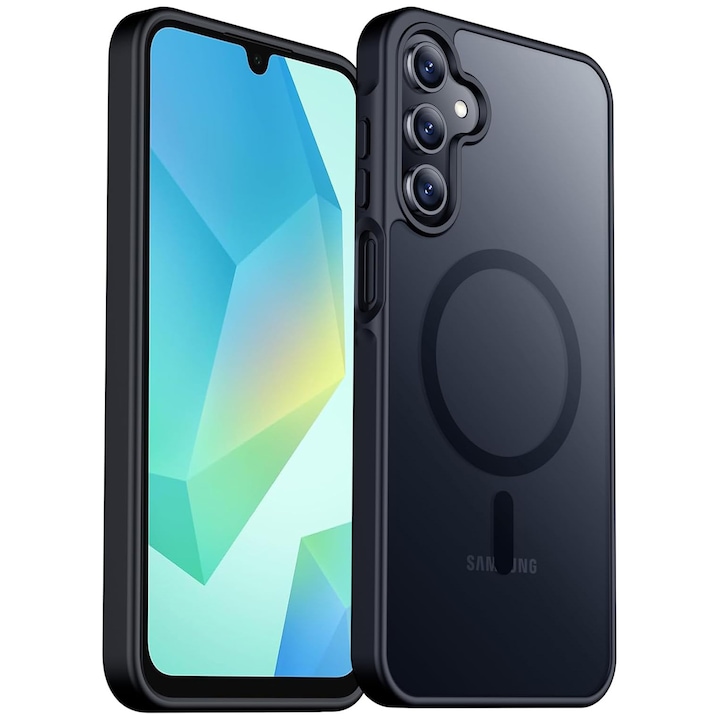 Husa pentru Samsung Galaxy A16, MobileSmart MagSafe, Hybrid ultra slim, carcasa spate Antisoc, hardcase, Negru