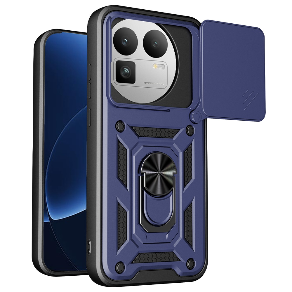 Husa pentru Realme GT 8 Pro cu inel rotativ 360 Daden, Camshield series, Hybrid Antisoc, Slider pentru protectia camerei, Albastru