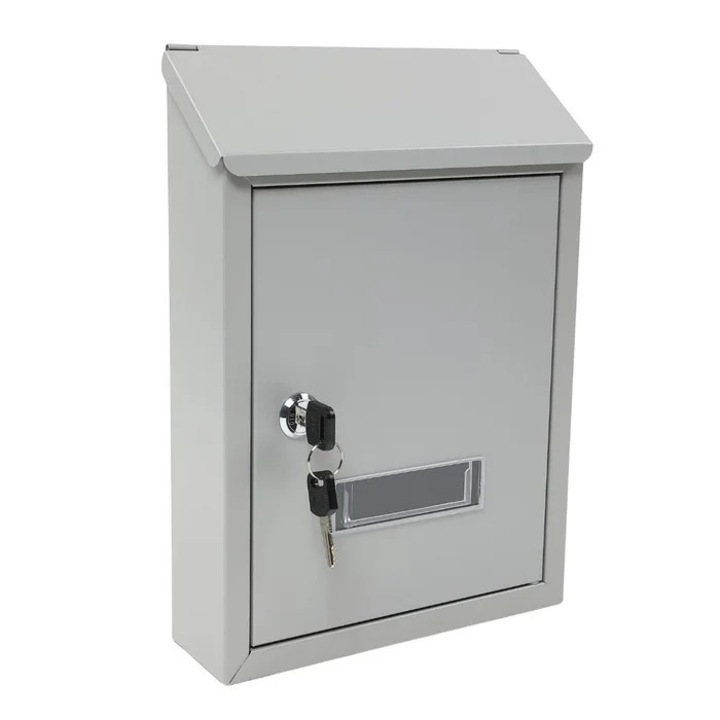 Beltéri / kültéri postaláda, Versay Compact, fémlemez, szürke, 215 x 70 x 305 mm