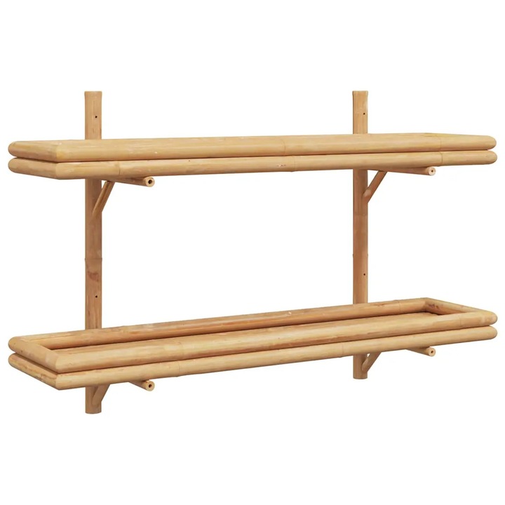 vidaXL Falpolc polcokkal tárolóval Barna 100 x 26 x 60 cm bambusz 4107162