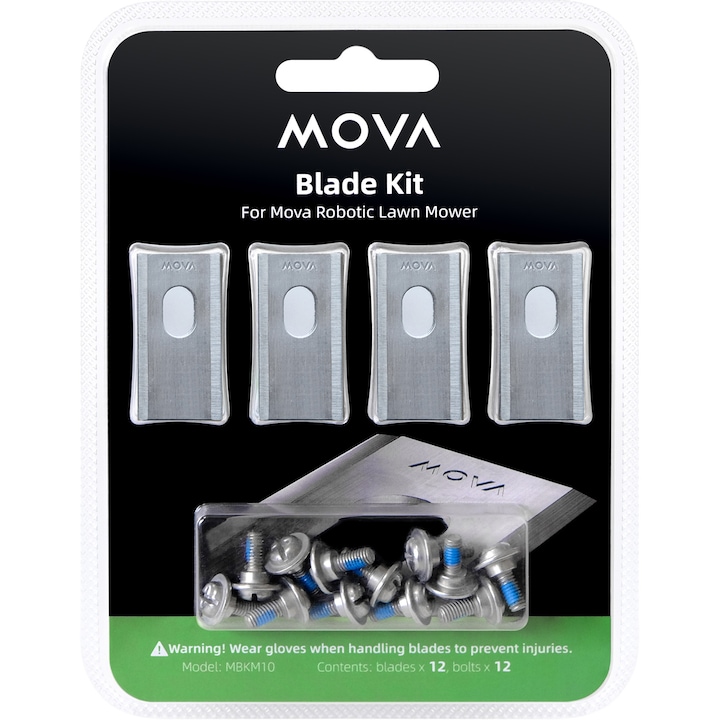 Kit de 12 lame Mova MBKM10, compatibile cu robot de tuns gazon Mova 600 / 1000
