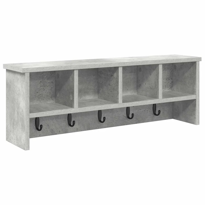 vidaXL Fali Kabáthorog polcokkal Beton szürke 75 x 16 x 26 cm Faanyag 874318