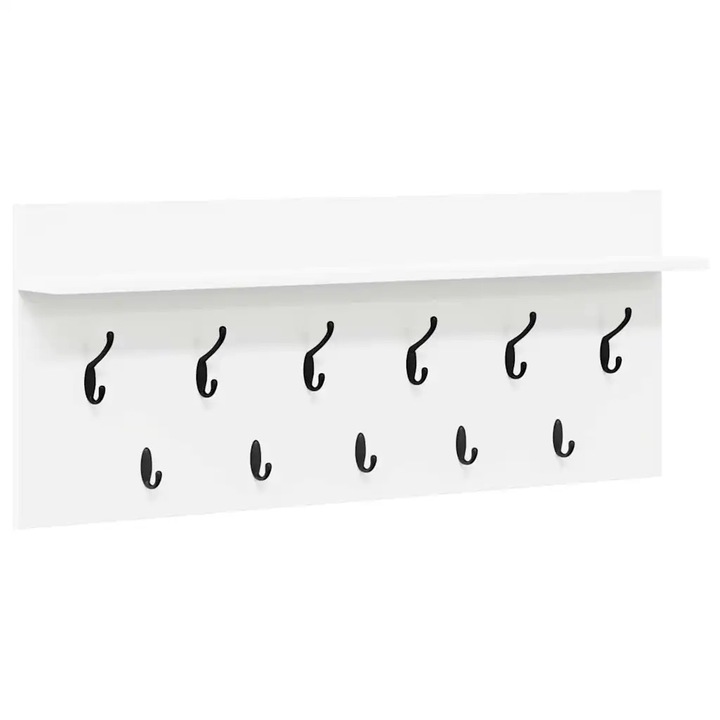 vidaXL Fali Kabáthorog polcokkal Fehér 100 x 40 x 12 cm Faanyag 874443