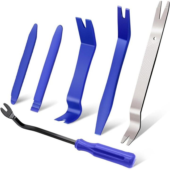 Set scule auto pentru demontare panouri usi si audio, 6 piese, nylon si otel aliat, portabil