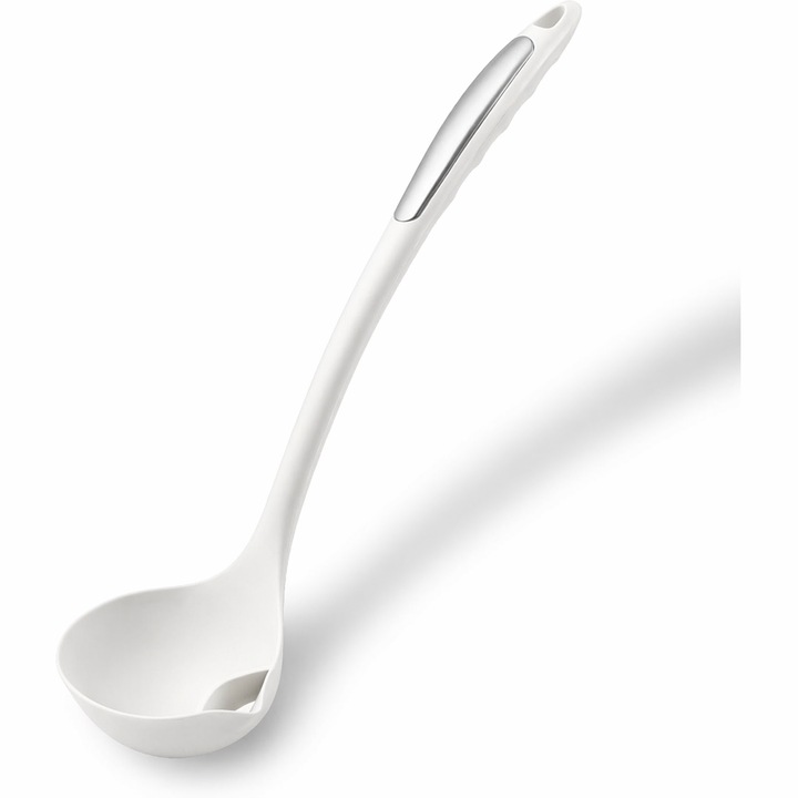 Macvi® zsírelválasztó merőkanál, élelmiszeripari szilikon, hőálló, fehér