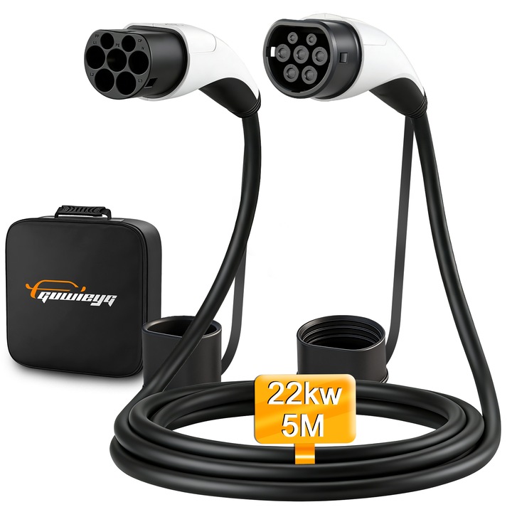 Cablu de incarcare tip 2 GUWIEYG 22kW 32A 5m, rezistent la apa, certificat TUV