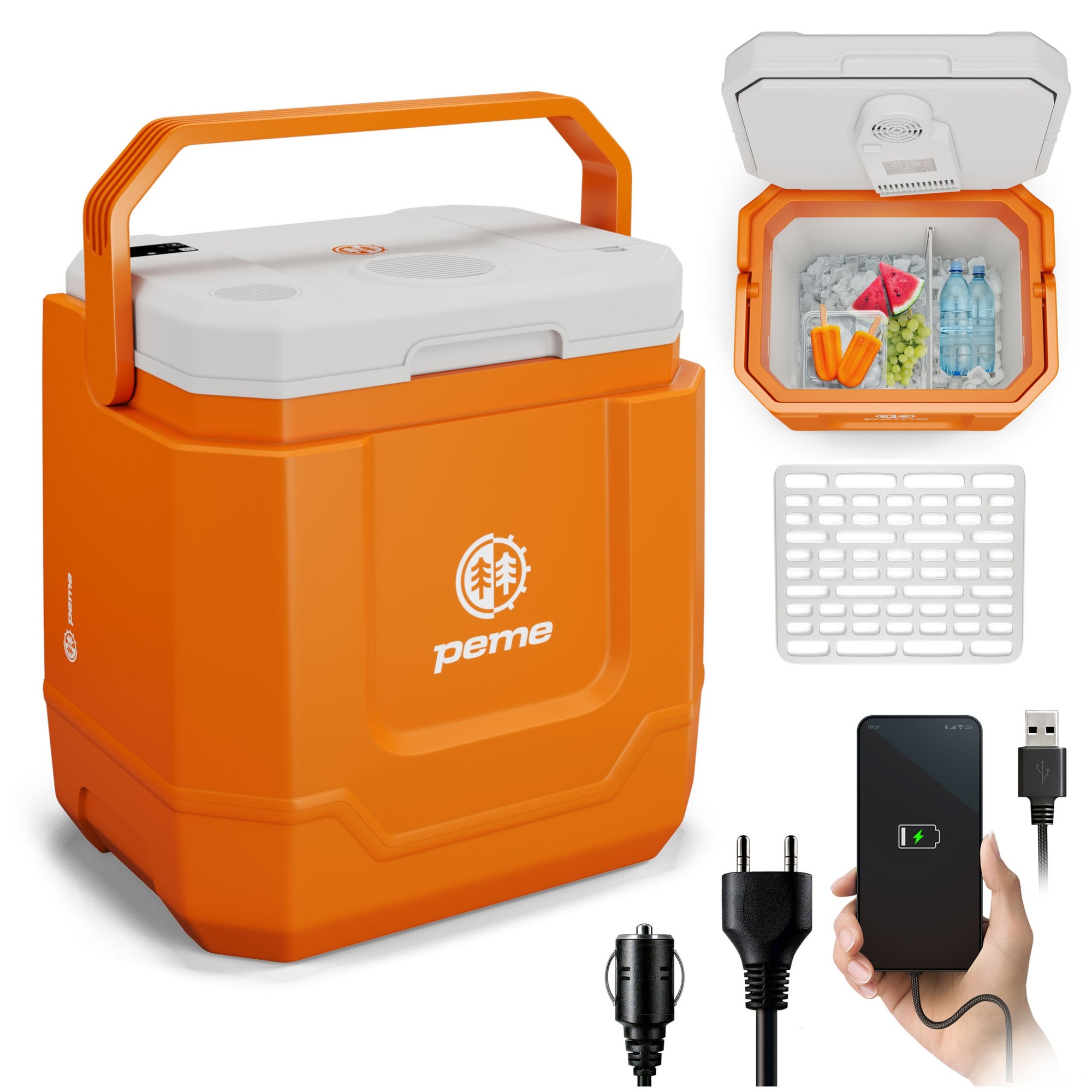 POTEKO Lada frigorifica, priza auto, Bluetooth+App, Peme Trip, 33 Litri