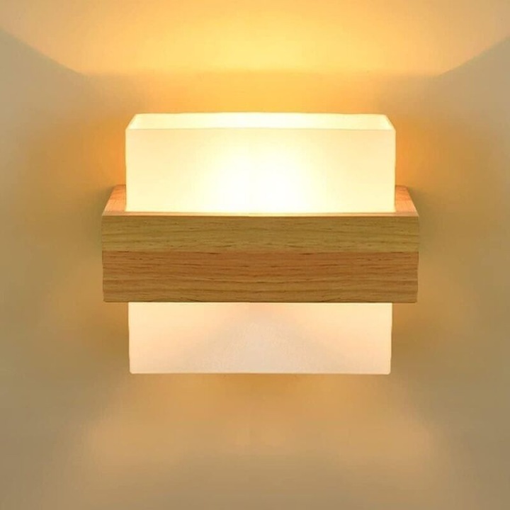 Aplica de perete, stil mid-century, iluminare interioara, 1 bucata, dimensiuni rectangulare, lumina calda