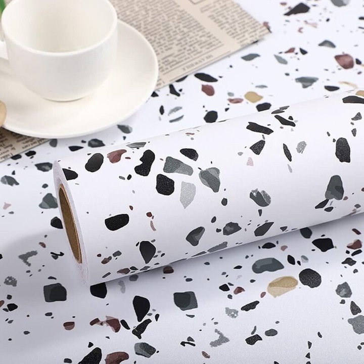 PVC öntapadós tapéta, tört csillag kő design, 0.6x3m, víz- és olajálló