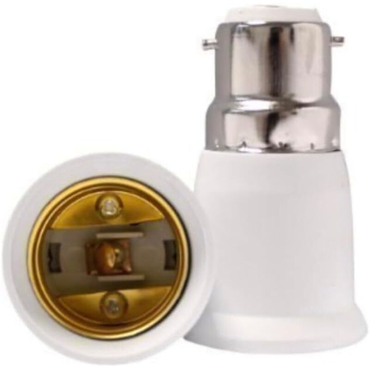 Foglalat adapter készlet 2 darab, E27-ről B22-re, fehér, lángálló anyag