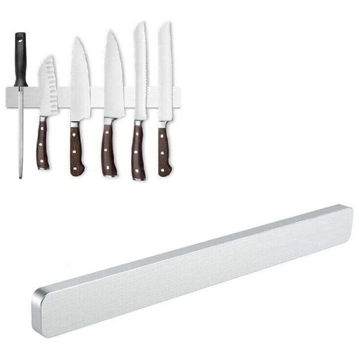 Suport magnetic pentru cutite din otel inoxidabil, 50 cm, montare pe perete, pentru organizarea tacamurilor