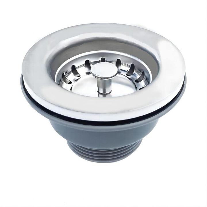 Strainer chiuveta, 85 mm, din otel inoxidabil, pentru chiuvete de bucatarie si baie, 1 bucata