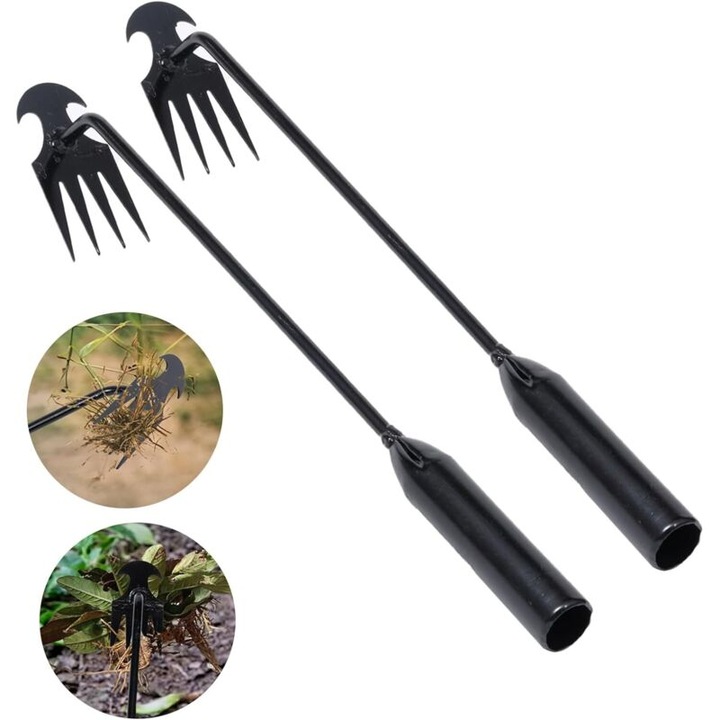 4 hegyű ásó szerszám, 40 cm, mangánacélból, kertészkedéshez