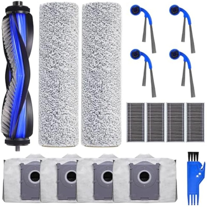 Kit de piese de schimb pentru aspirator robot ECOVACS DEEBOT T80 OMNI, 1 perie principala, 4 filtre, 4 perii laterale, 2 role de curatare, 4 saci de praf