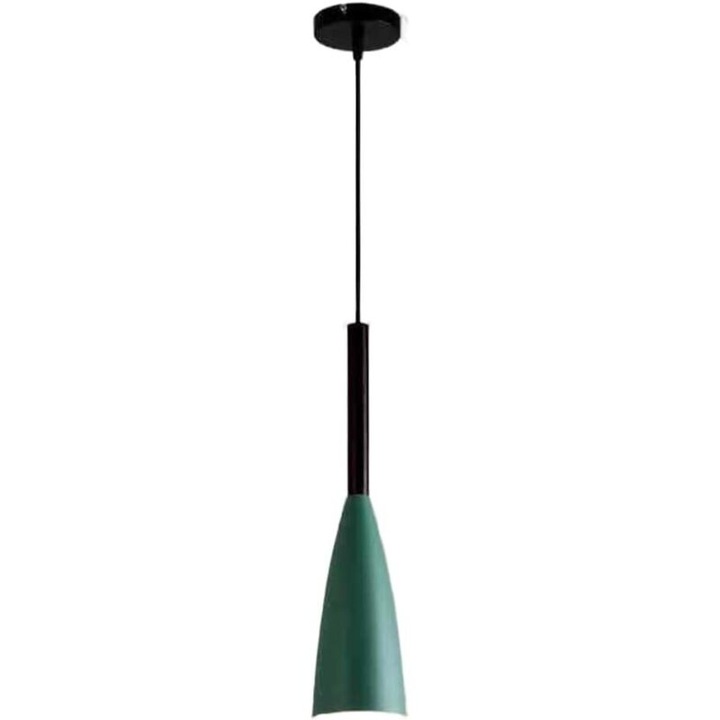 Lustra moderna minimalista, 1 bucata, metal si lemn, verde, 120cm cablu ajustabil
