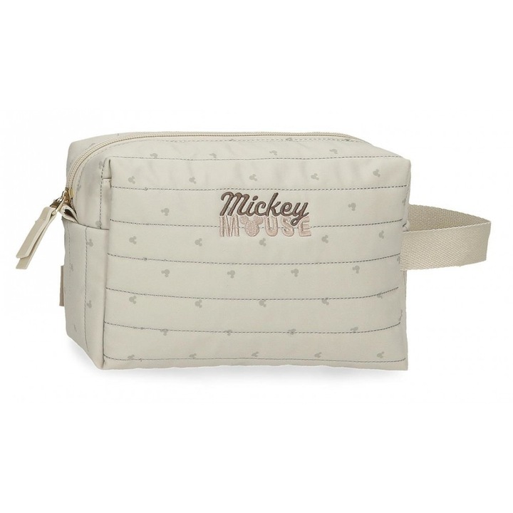 Borseta cosmetice Disney Duna Mickey, bej, 8x15x22 cm, 1 compartiment, maner lateral