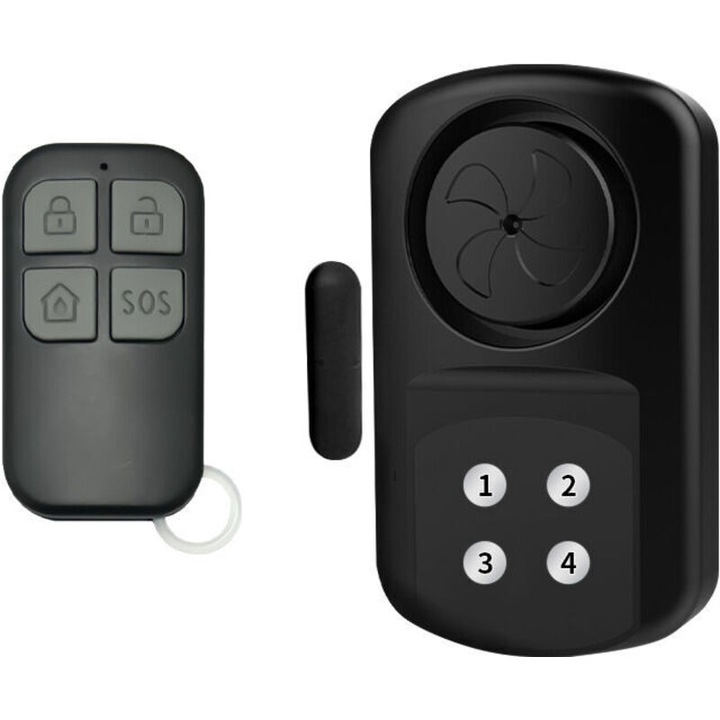 Sistem de alarma wireless pentru acasa, 4 moduri, impermeabil, 140 dB, negru