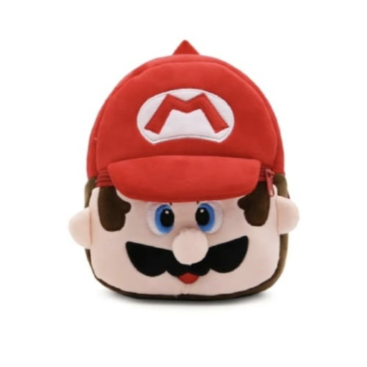 Ghiozdan din plus, Mario, rosu, 27 cm
