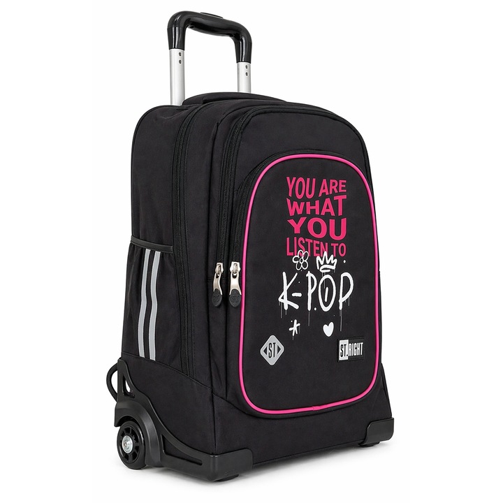 Ghiozdan tip Troler St.Right, TB03 cu Protectie Baza - K-Pop Rhythm, Maner Dublu, 49x31X20cm