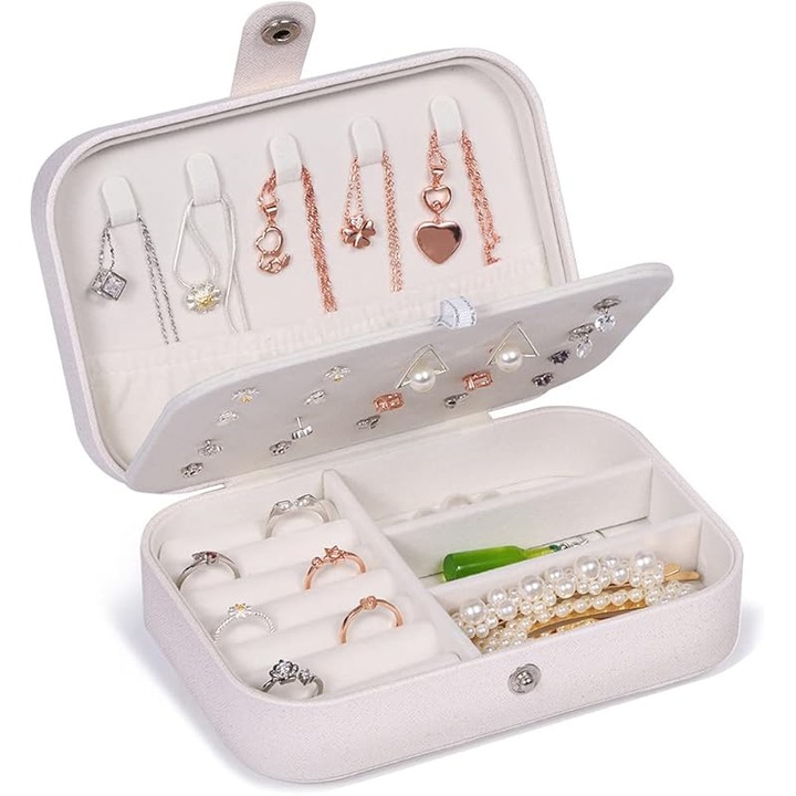 Cutie bijuterii, organizator portabil, design clasic, 16x11x5cm, multicolor