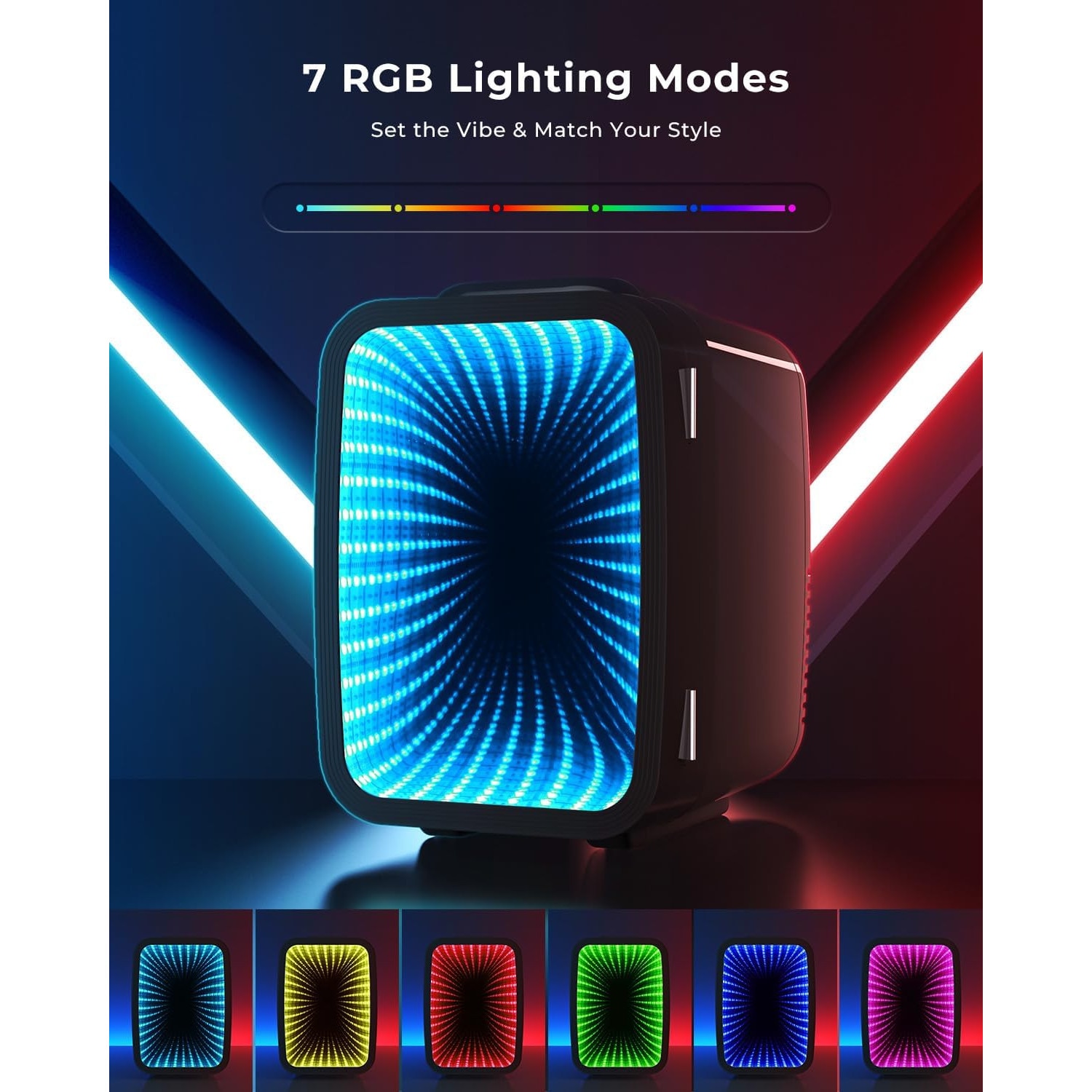Mini frigider portabil BEICHEN 4L, racire & incalzire, RGB, 12V/220V, compact, portabil