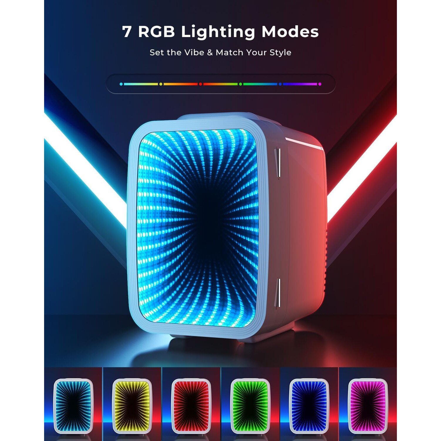 Mini frigider portabil BEICHEN 4L alb, racire si incalzire, iluminare RGB, 12V/220V