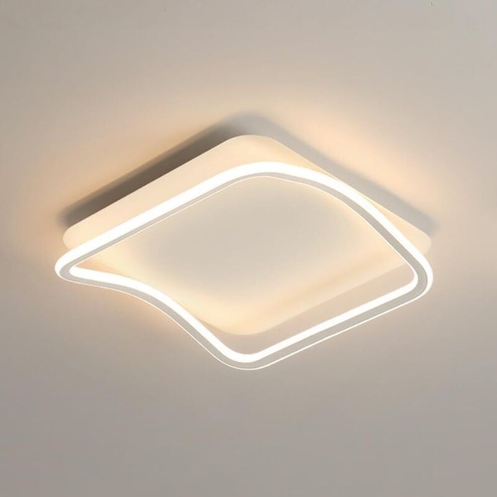Aplica LED dimabila, design geometric modern, temperatura de culoare 3000-6000K, alb, pentru living, dining, birou