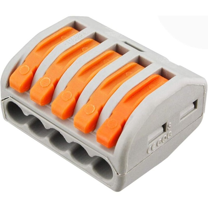 Conectori cu levier 5-porti, set de 50 bucati, terminale rapide, multicolor, pentru cabluri de diferite tipuri