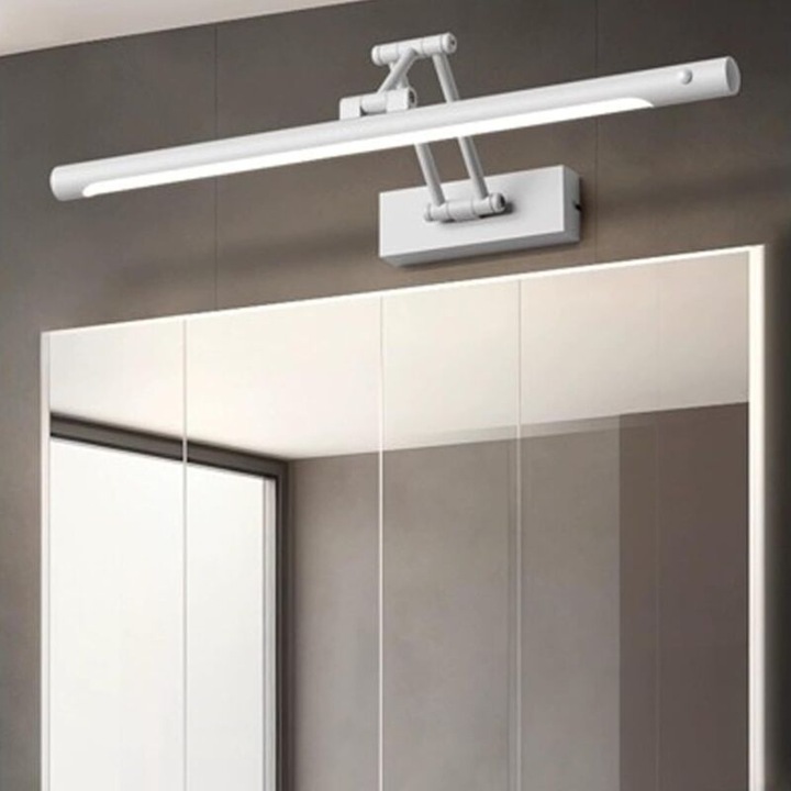Aplica LED minimalista, 40 cm, 7 W, lumina tri-color, alba, set de montaj inclus