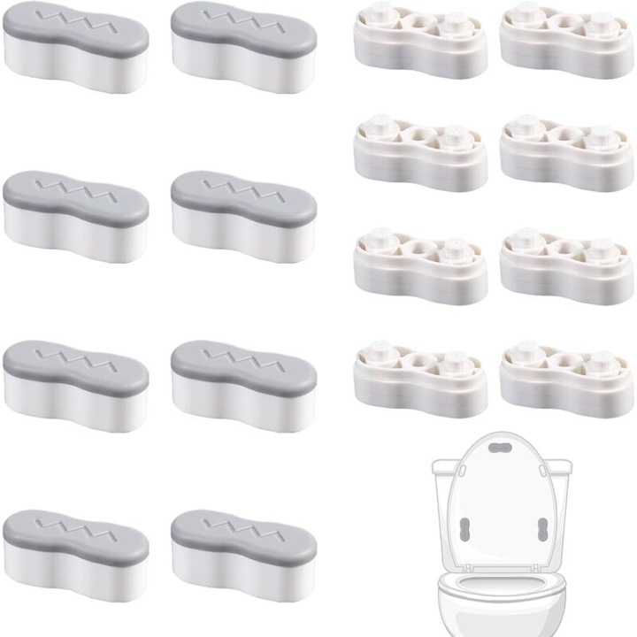 Set 8 bucati opritoare pentru capac de toaleta, protectie, autoadeziv, rezistent, multicolor