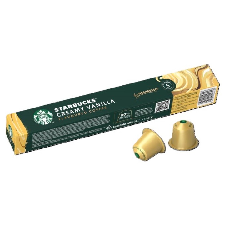 Кафе капсули, STARBUCKS by Nespresso, Creamy Vanilla Flavoured coffee, 10 бр. в кутия, 51g